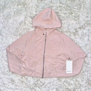 Heathered Mink Berry Scuba Oversized Full-Zip Hoodie Waffle